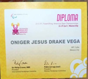 Diploma a Oniger J Drake Vega 