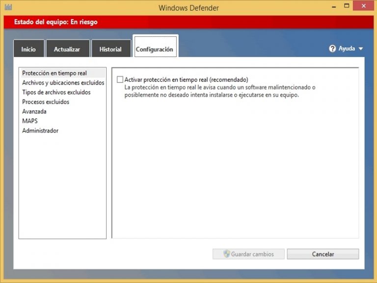 ¿Cómo activar, desactivar y actualizar Windows Defender en Windows 8.1