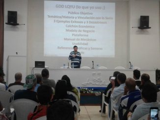Foto 3. Conferencia que realizada sobre preguntas frecuentes del Game Design en la actividad del Palacio Central de la Computación.