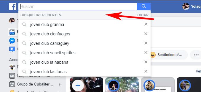 Historial de búsqueda Historial de búsqueda en Facebook - #RevistaTino