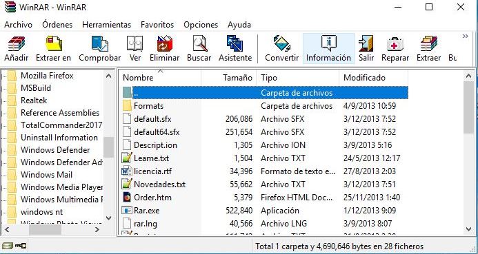 Fig. WinRAR para eliminar archivos vacíos - #RevistaTino 