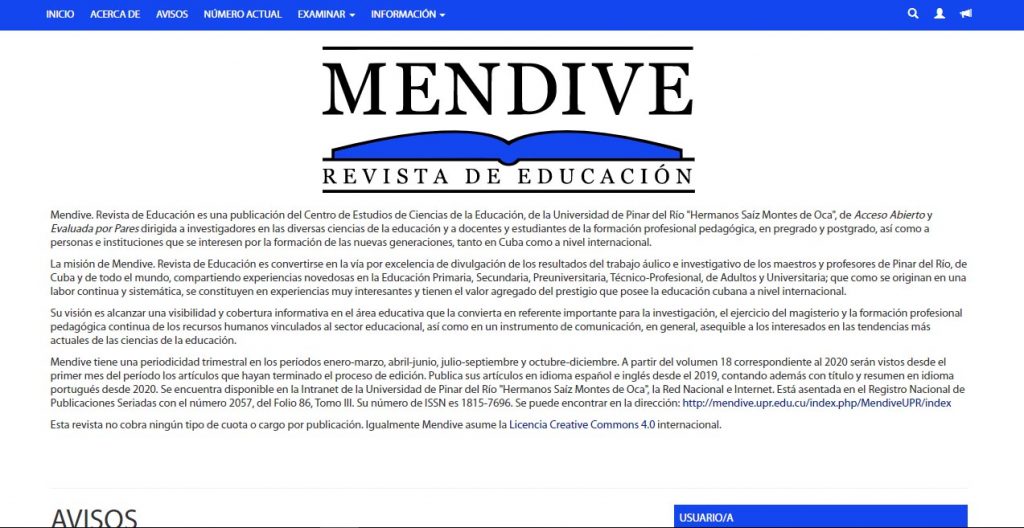 MENDIVE, revista de educación - #RevistaTino