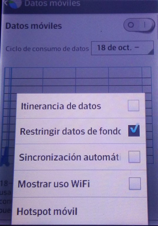 Fig. 2. Opciones de datos móviles. #RevistaTino
