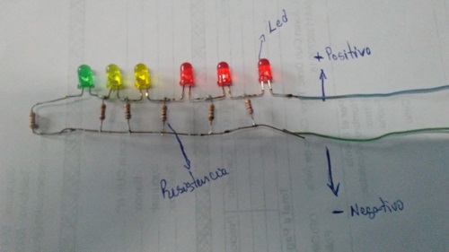 Fig. 3. Los LED conectados físicamente. #RevistaTino. Indicador cualitativo