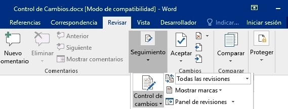 Fig. 1. Control de cambios