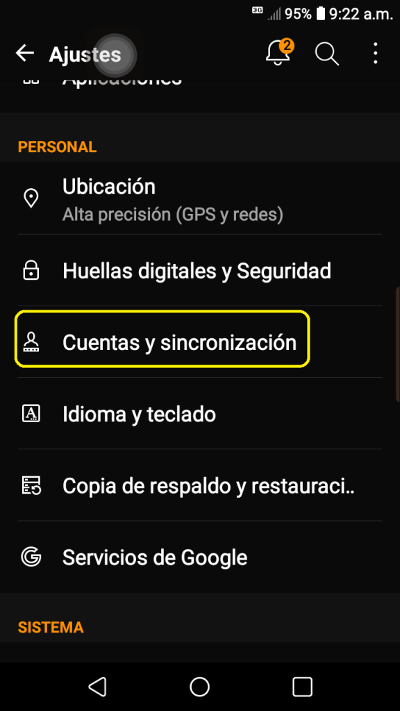 Ruta para la sincronización de cuentas, para ahorrar la batería del móvil.- #RevistaTino