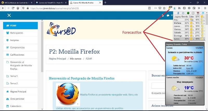 Forecastfox en Mozilla Firefox.- #RevistaTino