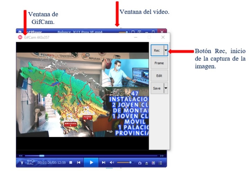 Opción «Rec» para reproducir el video con GifCam.- #RevistaTino