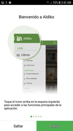 Fig. 3. Entrada a la aplicación Aldiko Book Reader - #RevistaTino