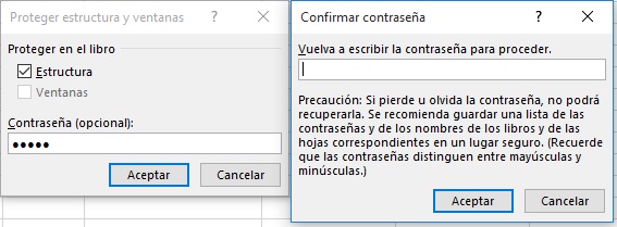 Fig. 5. Procedimiento para proteger la estructura del libro para Asegurar archivos de Excel - #Revista TIno