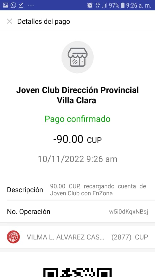 Fig. 6. Aparece en el dispositivo móvil el pago confirmado  #RevistaTino 