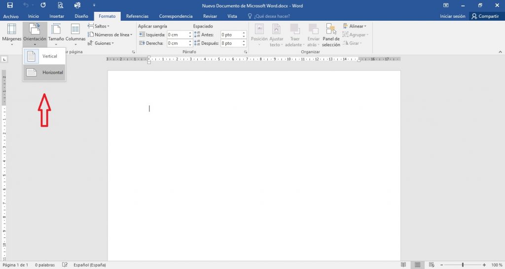 Fig. 1. Abrir un documento en blanco en Microsoft Word. #RevistaTino