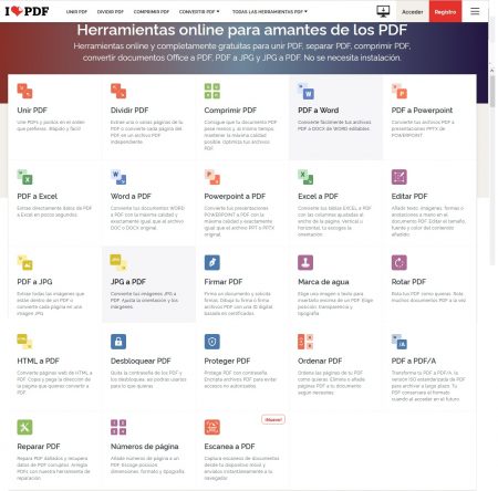 Fig. 1. Ilove PDF, herramienta online para amantes de los PDF - #RevistaTino