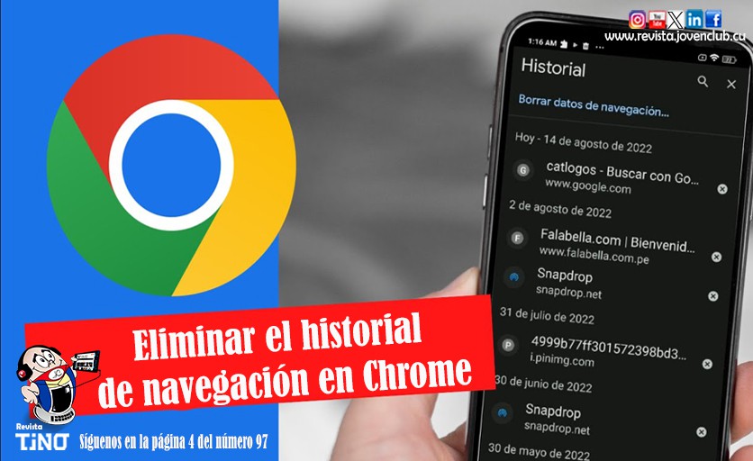 Eliminar el historial de navegación en Chrome