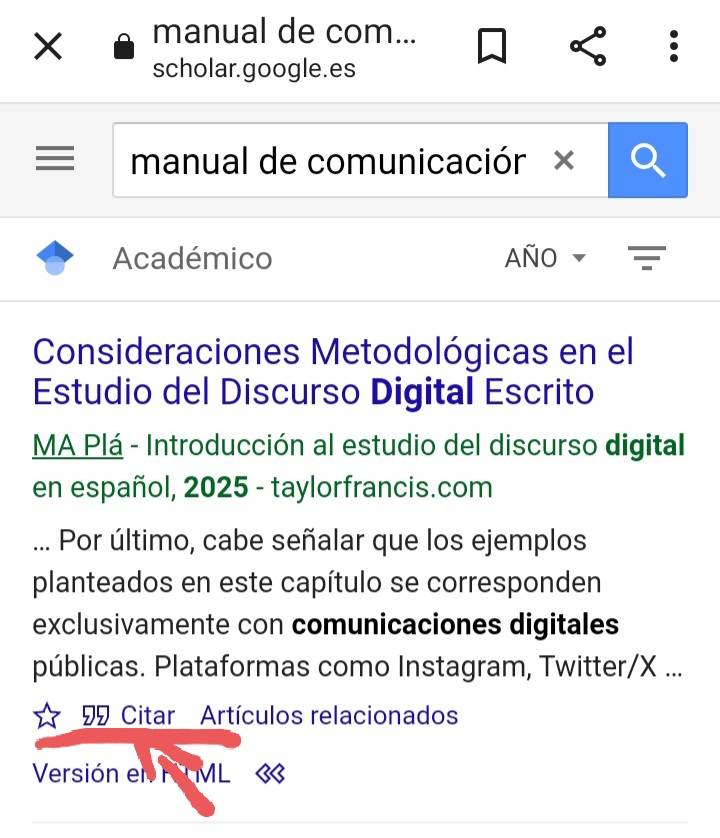 Fig. 1. Hacer clic en la opción Citar. #RevistaTino Fig. 1. Hacer clic en la opción Citar. #RevistaTino