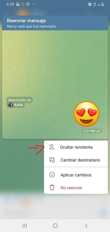 Fig 1 Ocultar el remitente en Telegram #RevistaTino