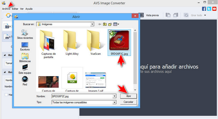 Fig. 1 . Seleccionar la imagen a editar #RevistaTino