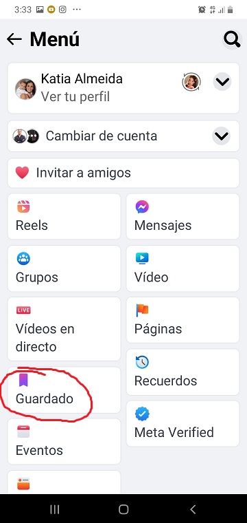 Fig. 3. Selecciona «Guardados». #RevistaTino