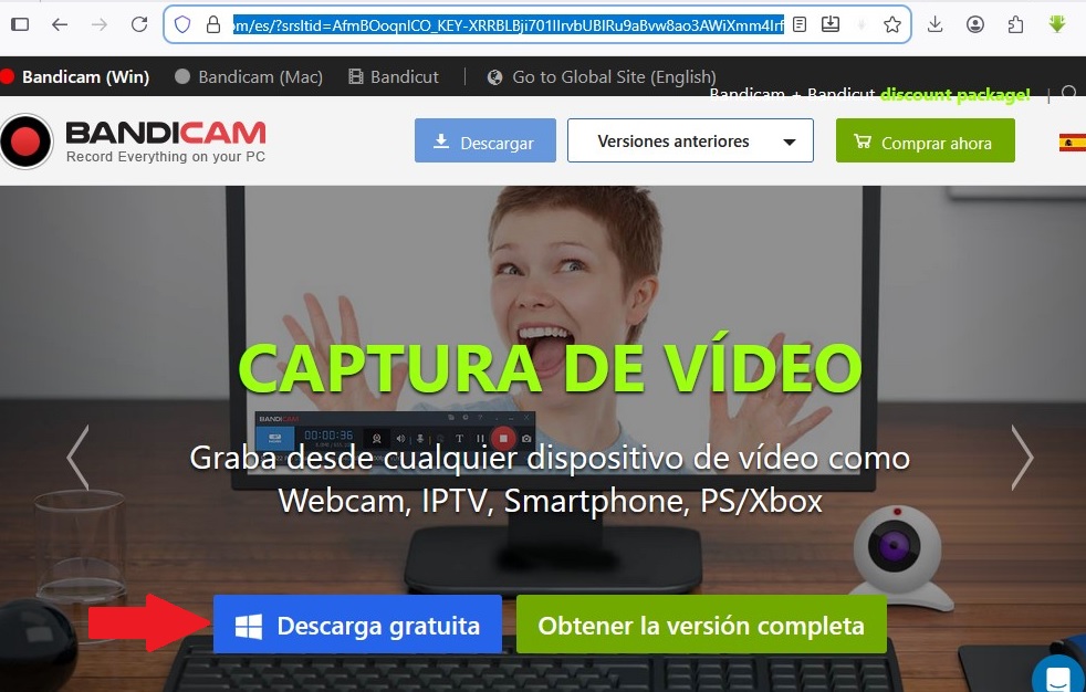 Fig. 1. Descarga la aplicación Bandicam. #RevistaTino