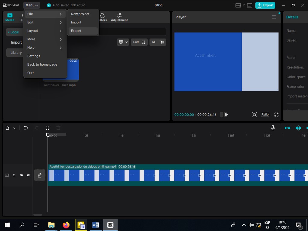 Fig. 3. Exportar el video